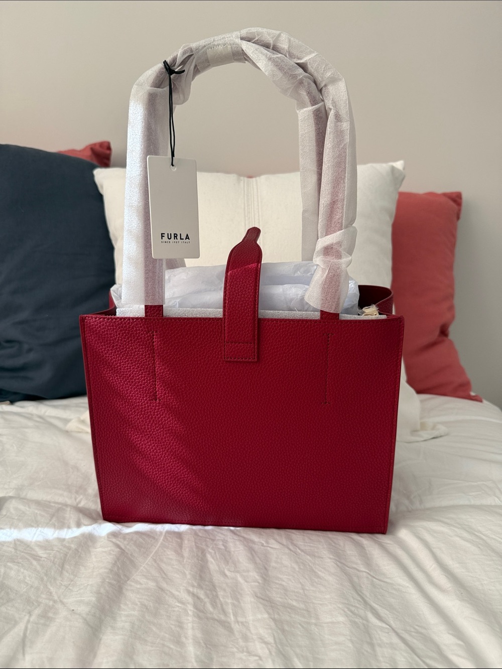 Furla Red Leather Tote Bag - Picture 3 of 4